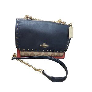 Coach Parker Womens Authentic Brown  Leather Canvas Shoulder Crossbody Bag SKU 9